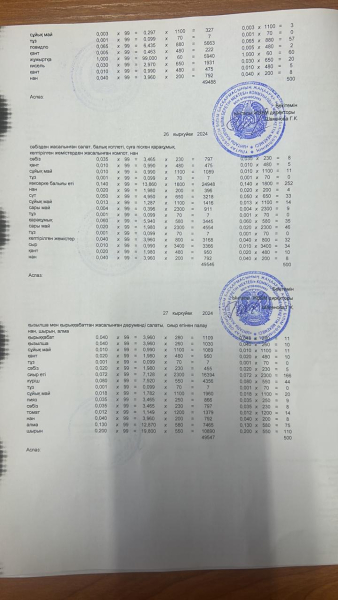 26-27қыркуйек 2024жыл.Айлық ас мәзірі.