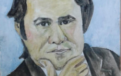 Портрет учителя рисования Ж. Исмаиловой, посвященный 90-летию Мукагали Макатаева.